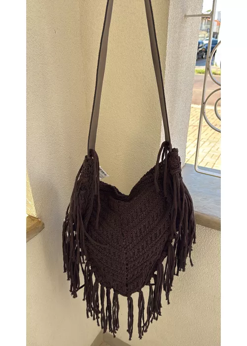 Bolsa Crochê Franja Marrom - LUCIELENA LARA