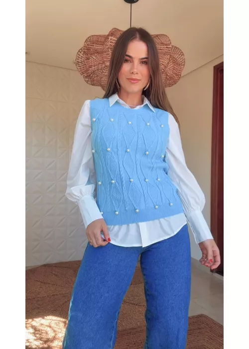 Colete Pérola Azul Claro - LUCIELENA LARA