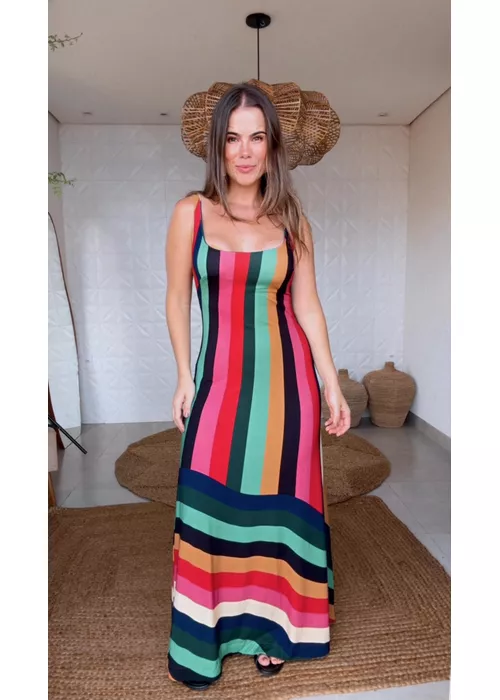 Vestido Listra Onda De Cor Estampado - LUCIELENA LARA