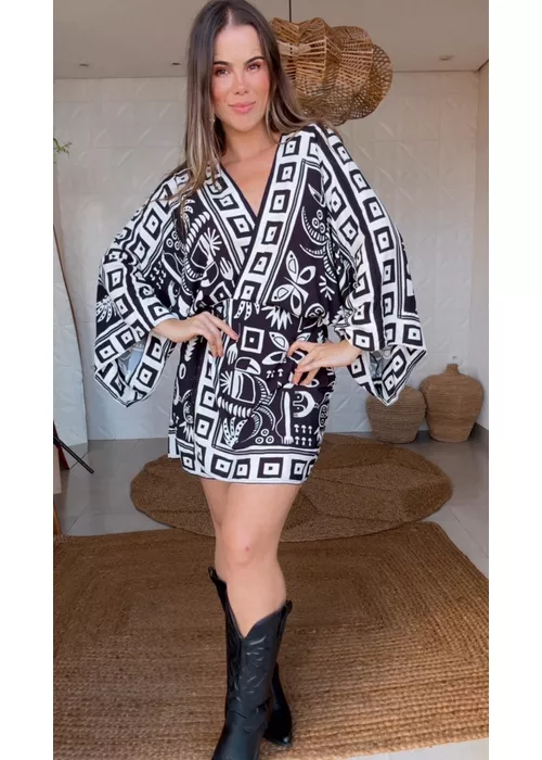 Vestido Curto Lenço Tropical Estampado - LUCIELENA LARA