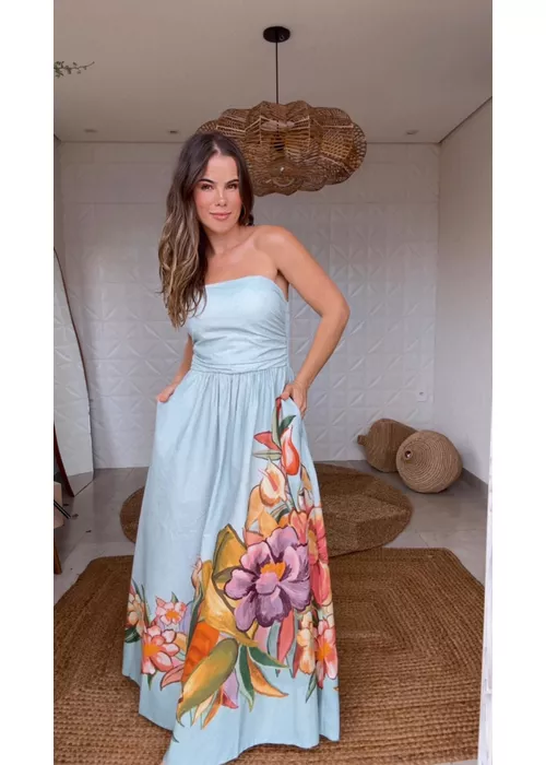 Vestido Folhagem De Inverno Estampado - LUCIELENA LARA