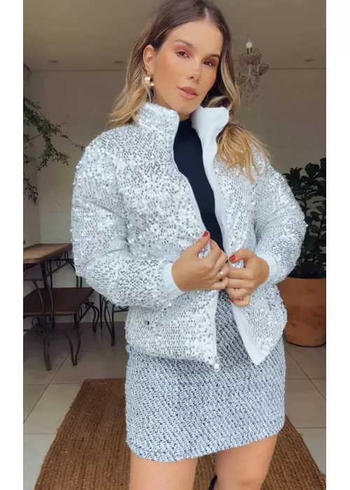 Jaqueta Puffer Paete Prata - LUCIELENA LARA
