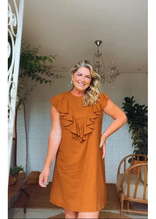 Vestido Vilma Chiclé Marrom - LUCIELENA LARA