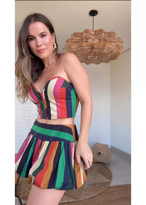 Short Saia Listra Onda Estampado - LUCIELENA LARA