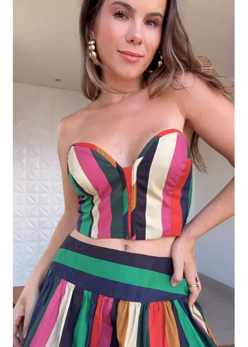 Cropped Listra Onda De Cor Estampado - LUCIELENA LARA