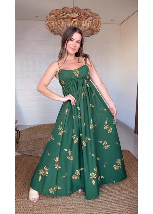 Vestido Longo Brilho De Banana Estampado - LUCIELENA LARA
