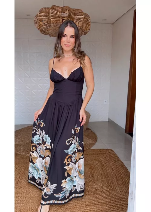 Vestido Cropped Jardim Real Estampado - LUCIELENA LARA