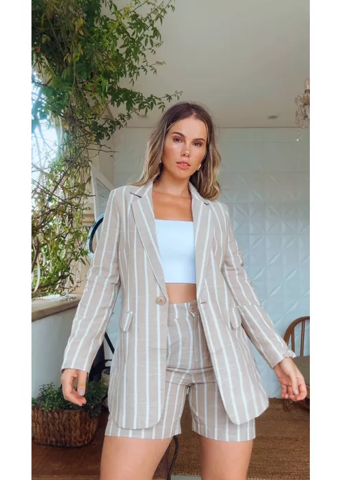 Conjunto Short E Blazer My Crush Bege - LUCIELENA LARA