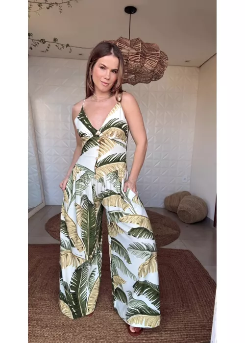Macacão Pantalona Trancoso Estampado - LUCIELENA LARA