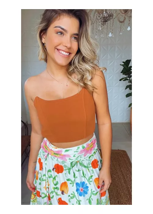 Cropped Corset Gabi Marrom - LUCIELENA LARA