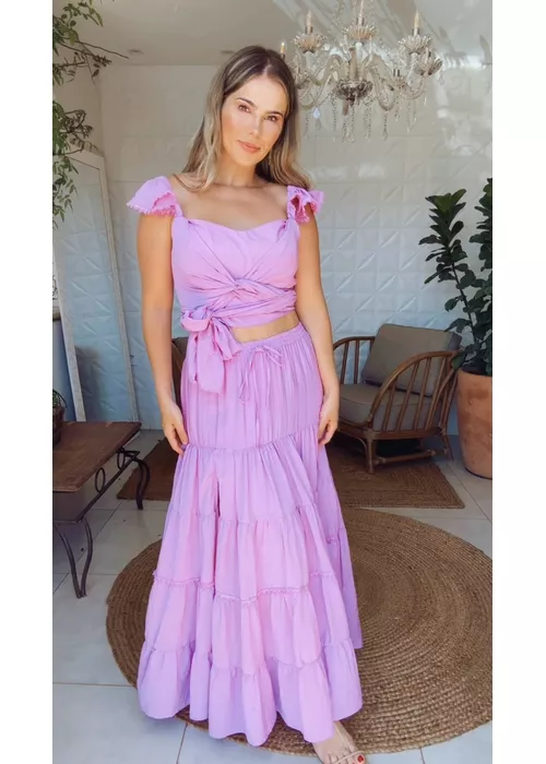 Conjunto Top E Saia Cigana Rosa - LUCIELENA LARA