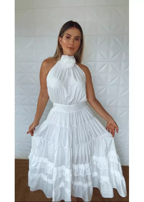 Vestido Mary Flor Off White - LUCIELENA LARA