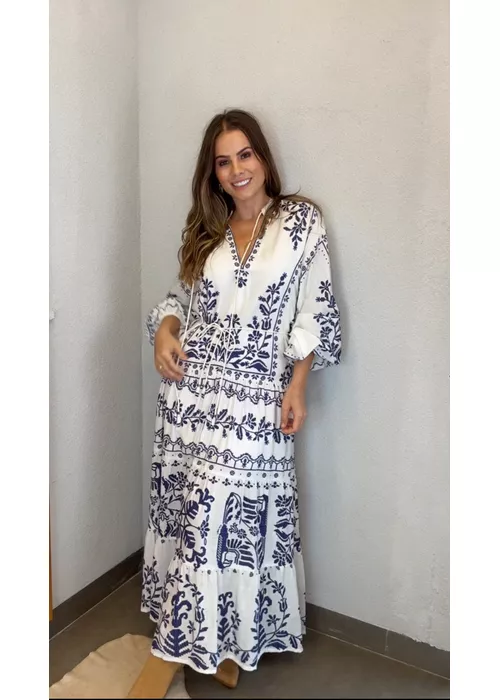 Vestido Longo Relicário Tropical Estampado - LUCIELENA LARA