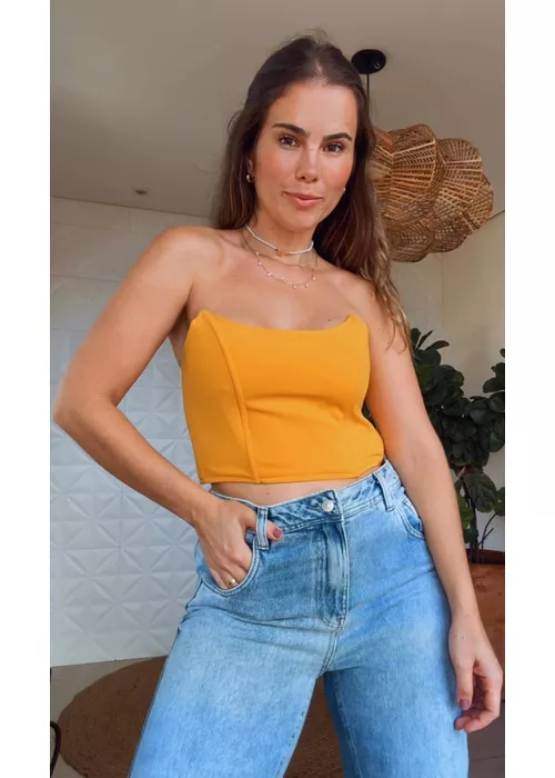 Cropped Corset Gabi Amarelo - LUCIELENA LARA