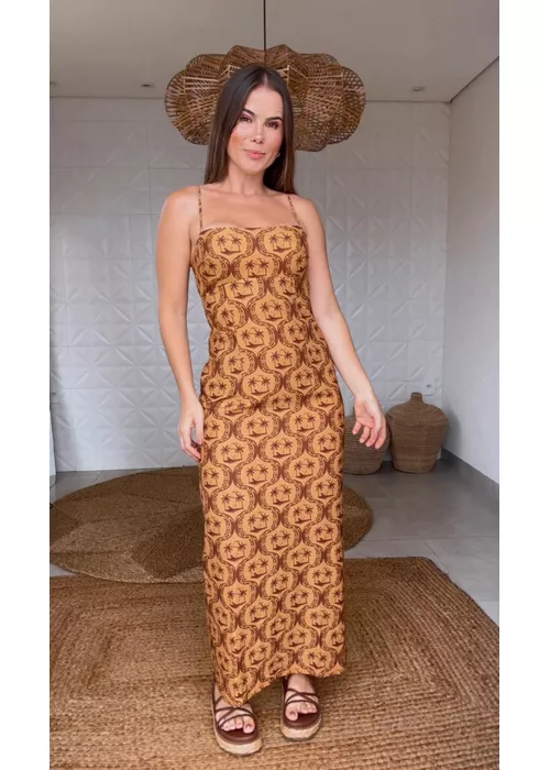 Vestido Longo Lembrança De Verão Estampado - LUCIELENA LARA
