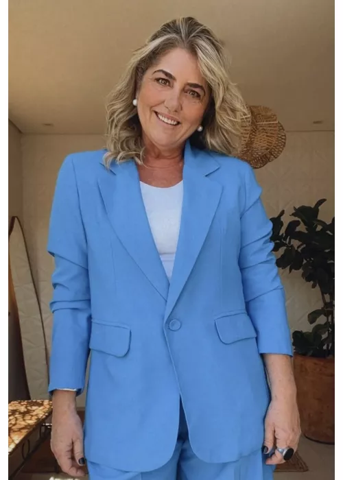 Blazer Estruturado Chiclé Azul - LUCIELENA LARA