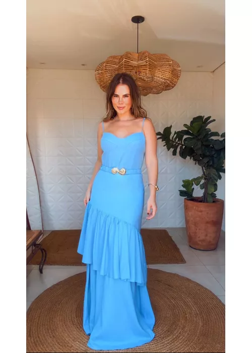 Vestido Estela Chiclé Azul Claro - LUCIELENA LARA