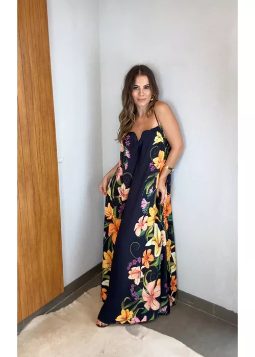 Vestido Longo Vestida De Flor Estampado - LUCIELENA LARA
