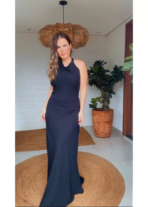 Vestido Frente Única Chiclé Preto - LUCIELENA LARA