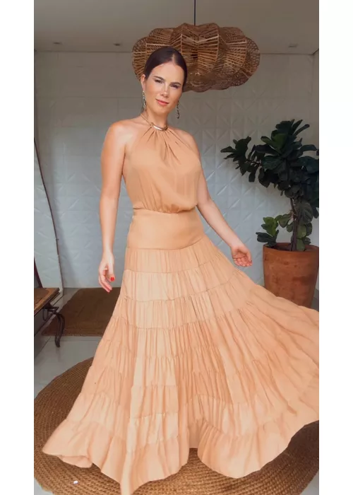 Vestido Jammy Chiclé Bege - LUCIELENA LARA