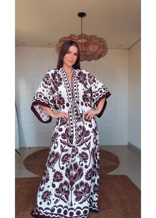 Vestido Longo Floral Arabesco Estampado - LUCIELENA LARA