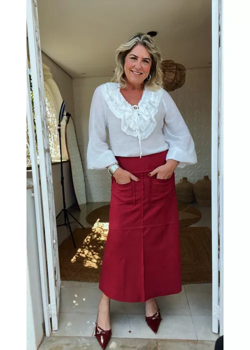 Saia Lorena Suede Marsala - LUCIELENA LARA