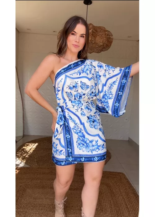 Vestido Ombro Só Jardim De Porcelana Estampado - LUCIELENA LARA