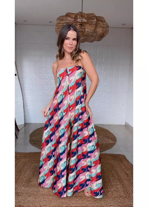Macacão Sem Alça Panteras Estampado - LUCIELENA LARA
