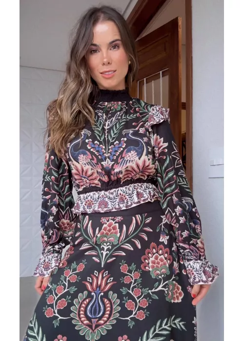 Blusa Manga Jardim Maravilhoso Estampado - LUCIELENA LARA