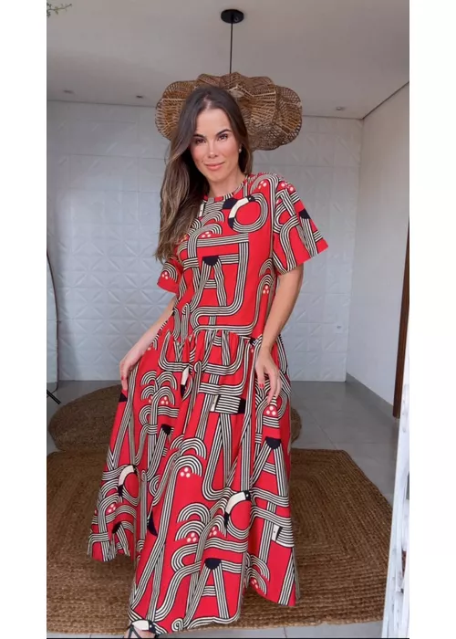 Vestido Recorte Logotuca Estampado - LUCIELENA LARA