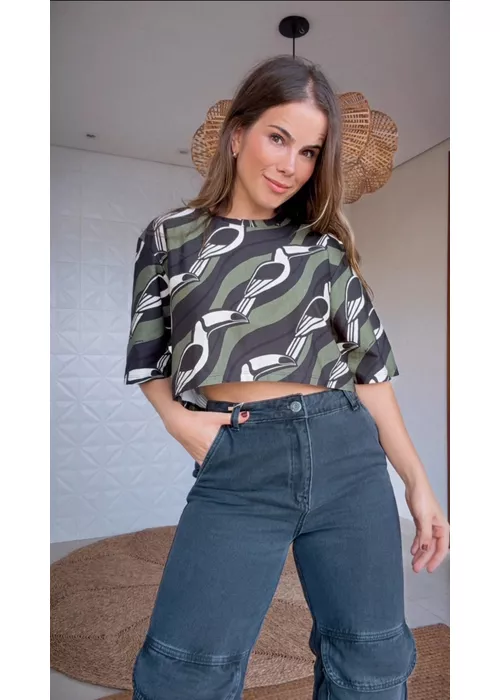 Tshirt Cropped Tucano Gráfico Estampado - LUCIELENA LARA