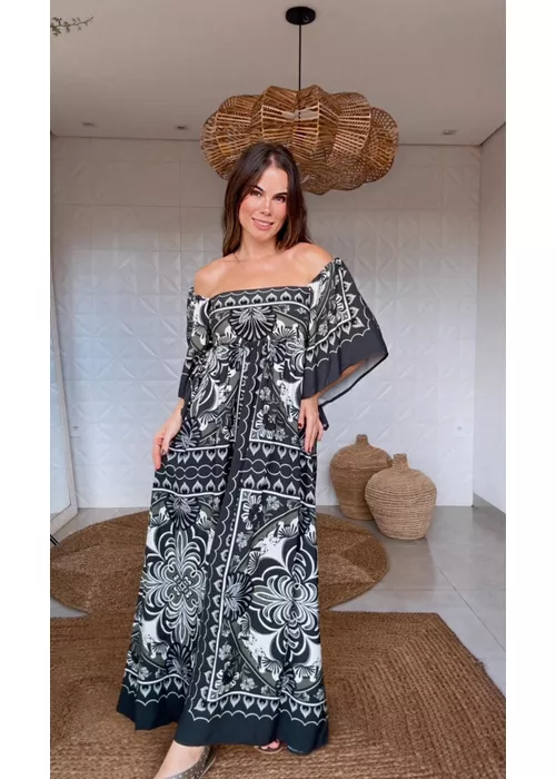 Vestido Cropped Lenço Onça Mística Estampado - LUCIELENA LARA
