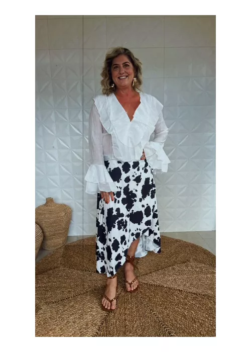 Saia Transpassada Animal Print - LUCIELENA LARA