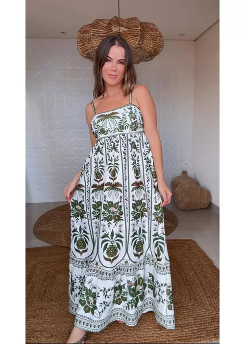 Vestido Barrado Mari Galão Estampado - LUCIELENA LARA
