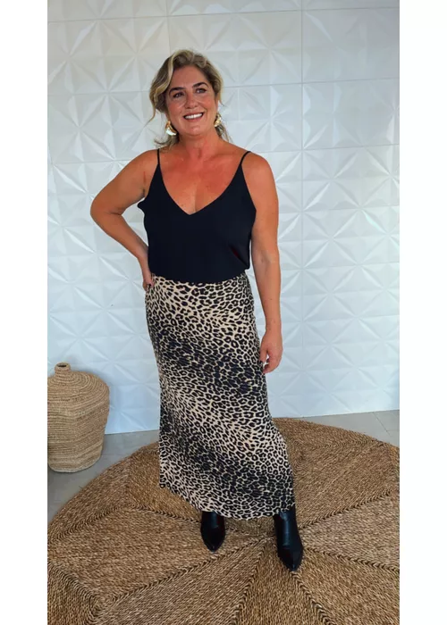 Blusa Alça Seda Crepe Preto - LUCIELENA LARA