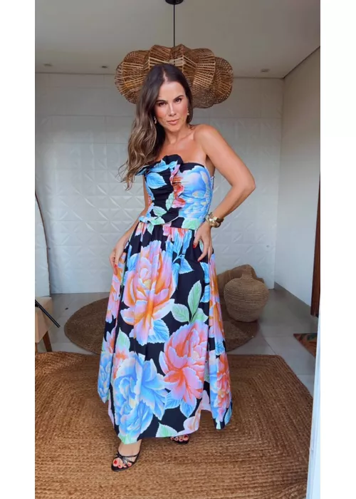 Vestido Cropped Floral Sofia Estampado - LUCIELENA LARA