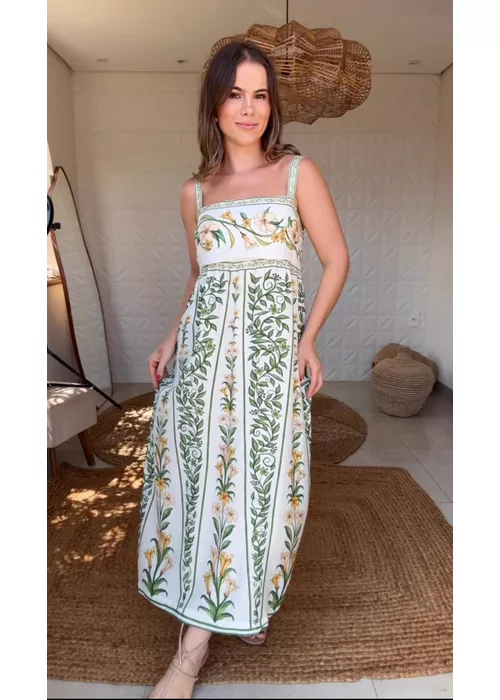 Vestido Cropped Alça Antônia Estampado - LUCIELENA LARA