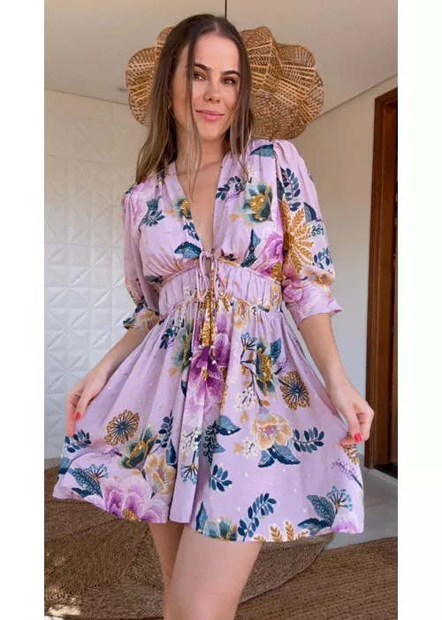 Vestido Curto Jardim Delicado Estampado - LUCIELENA LARA