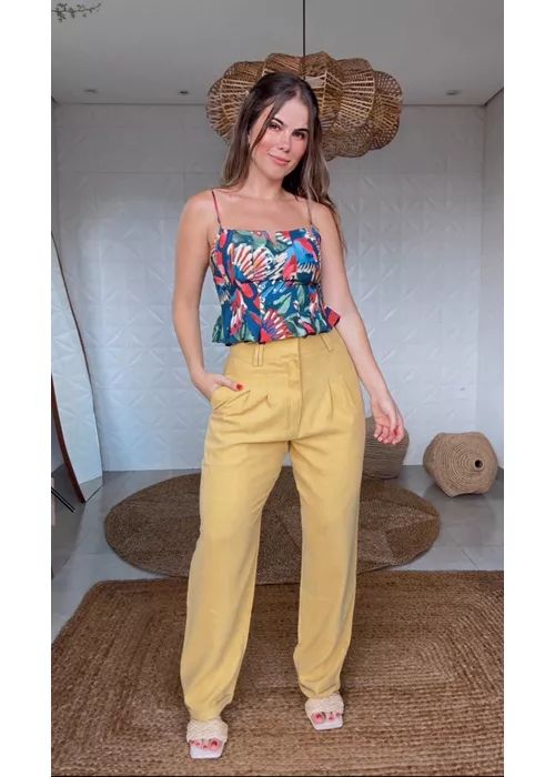 Calça Cenoura Alfaiataria Amarelo - LUCIELENA LARA