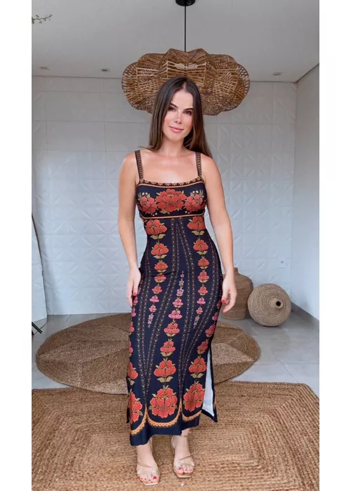 Vestido Midi Madalena Estampado - LUCIELENA LARA