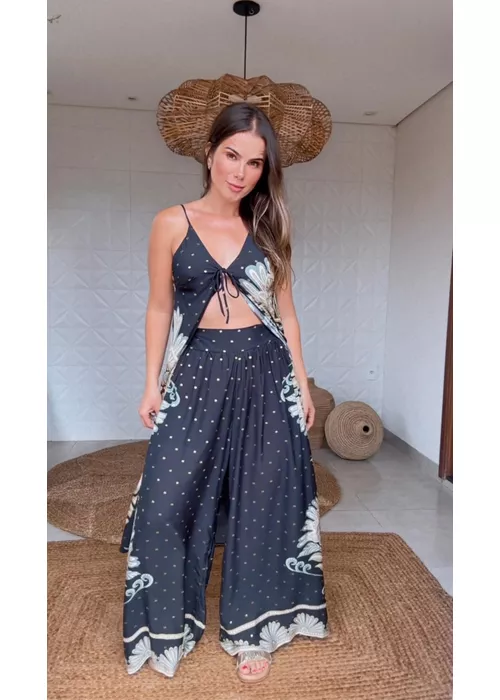 Calça Reta Georgia Estampado - LUCIELENA LARA