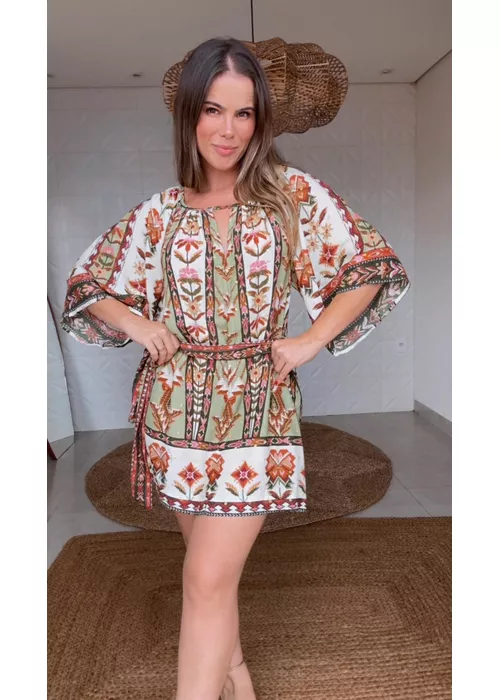 Vestido Curto Tapete De Cor Estampado - LUCIELENA LARA
