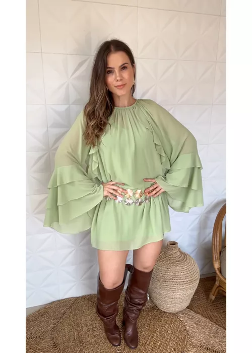 Vestido Joyce Chiclé Verde Menta - LUCIELENA LARA