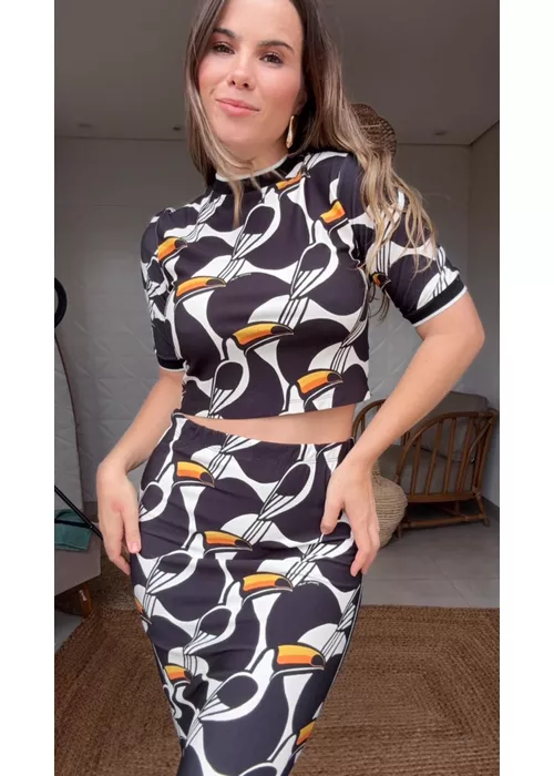Blusa Retilinea Copatucano Estampado - LUCIELENA LARA