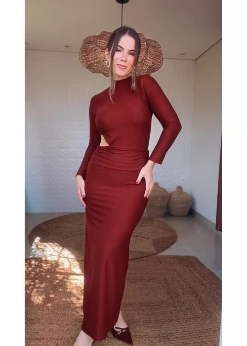 Vestido Golinha Recorte Assimétrico Vermelha - LUCIELENA LARA