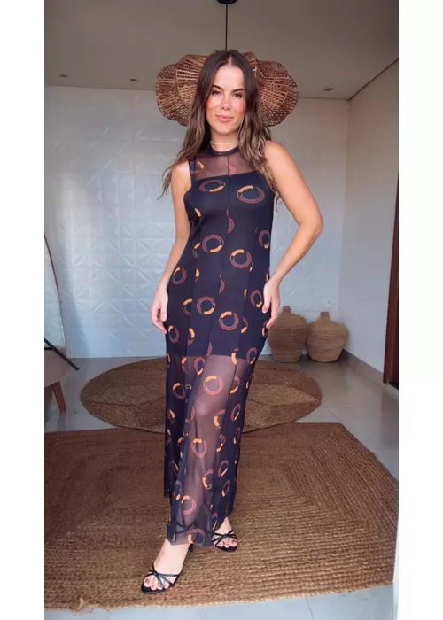 Vestido Tule Tucapoa Estampado - LUCIELENA LARA