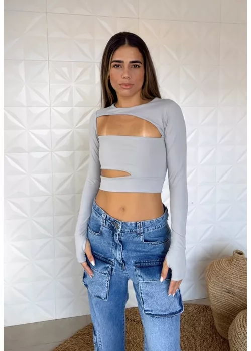 Cropped Recorte Dalila Cinza - LUCIELENA LARA