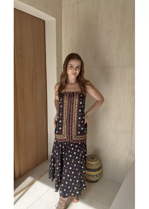 Vestido Longo Lenço Lili Estampado - LUCIELENA LARA