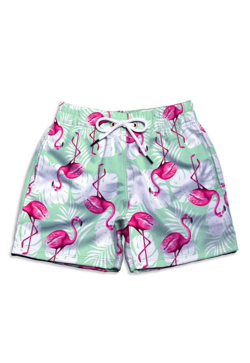 Short Praia Infantil Flamingo Branco e Verde Use T... - Use Thuco