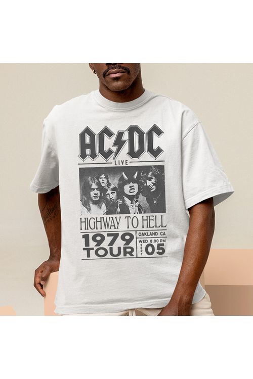Camiseta Algodão Branca ACDC